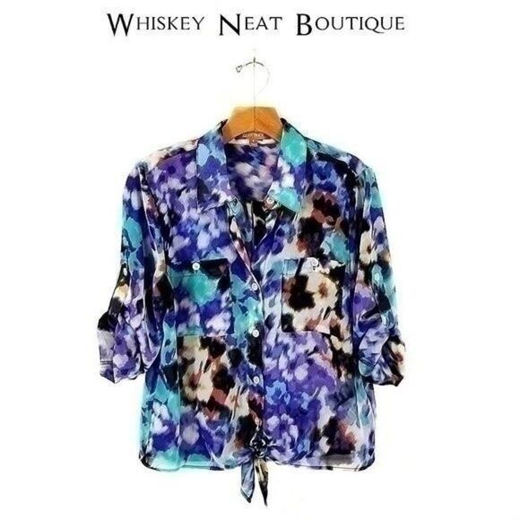 Ellen Tracy Tops - Ellen Tracy Front Tie Knot Button Down Top Small 7 0013